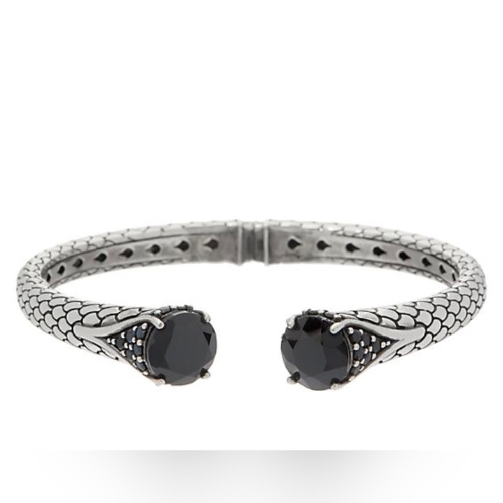 Mistero Sterling Silver And Black Spinel Cuff Bracelet